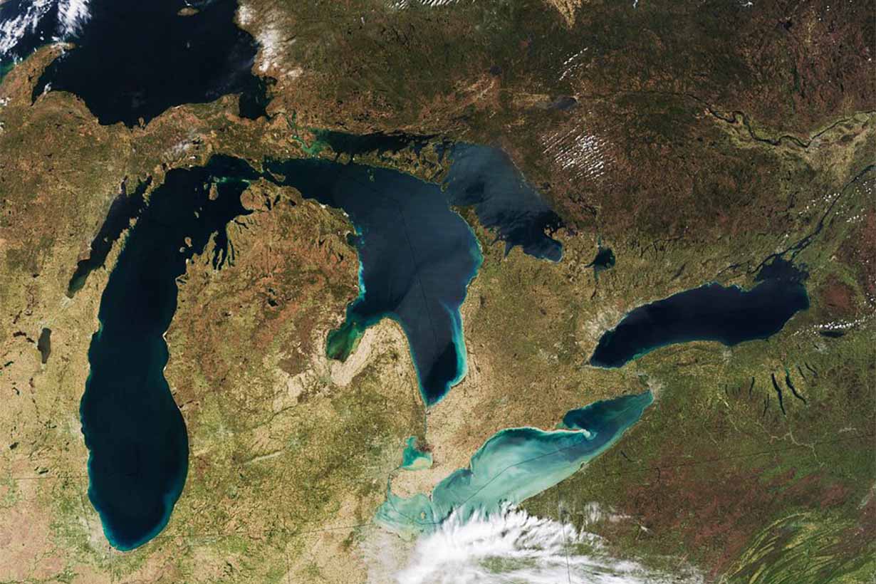 Lake Ontario (far right) is located just 10 miles from the UR campus (image: National Geographic)