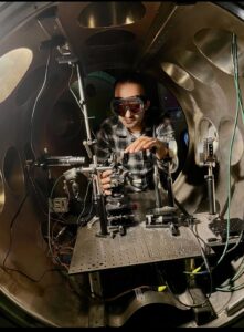 Nitish adjusting optics inside the target chamber